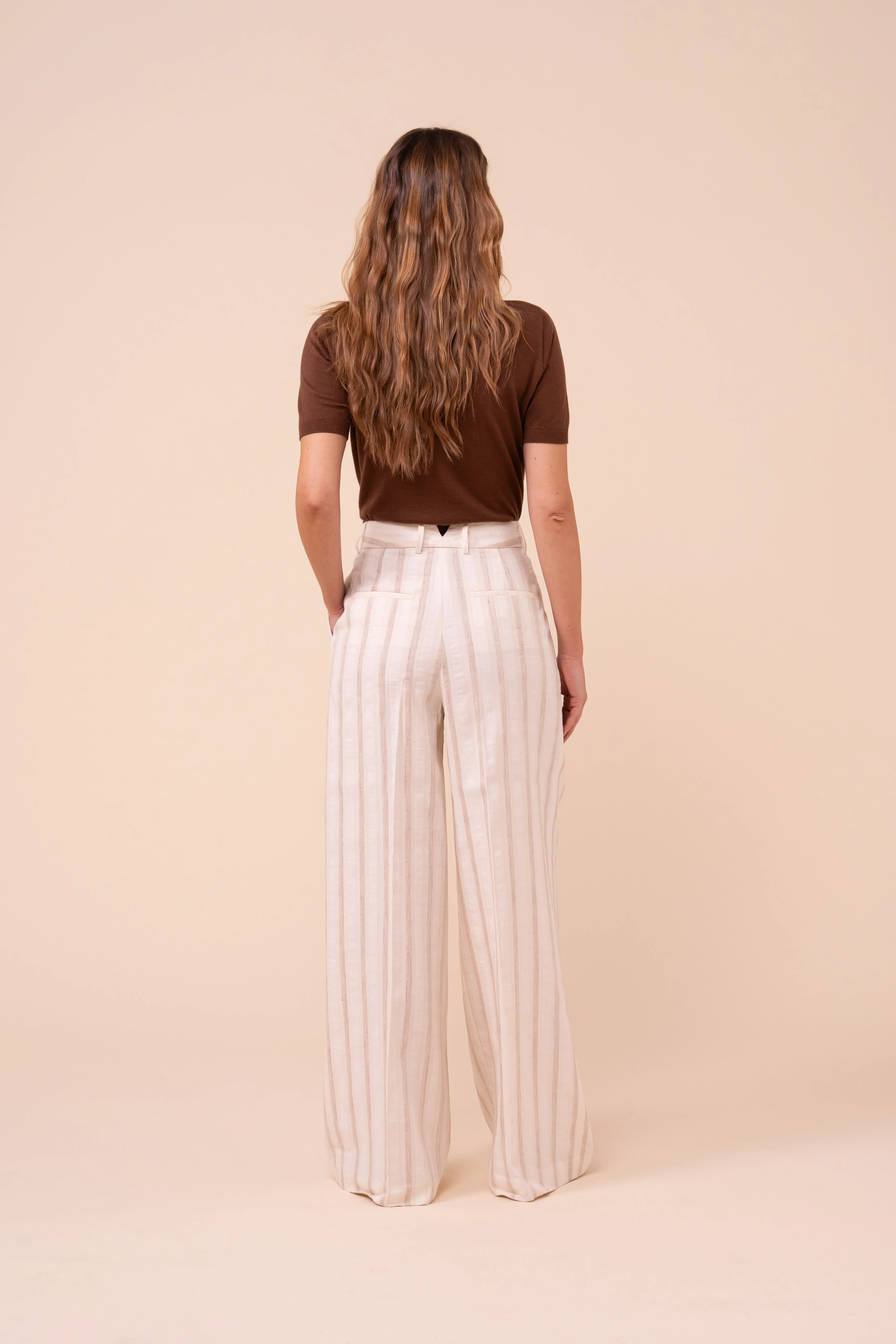 Carlo Cotton and Linen Striped Wide-Leg Pants - Image 3