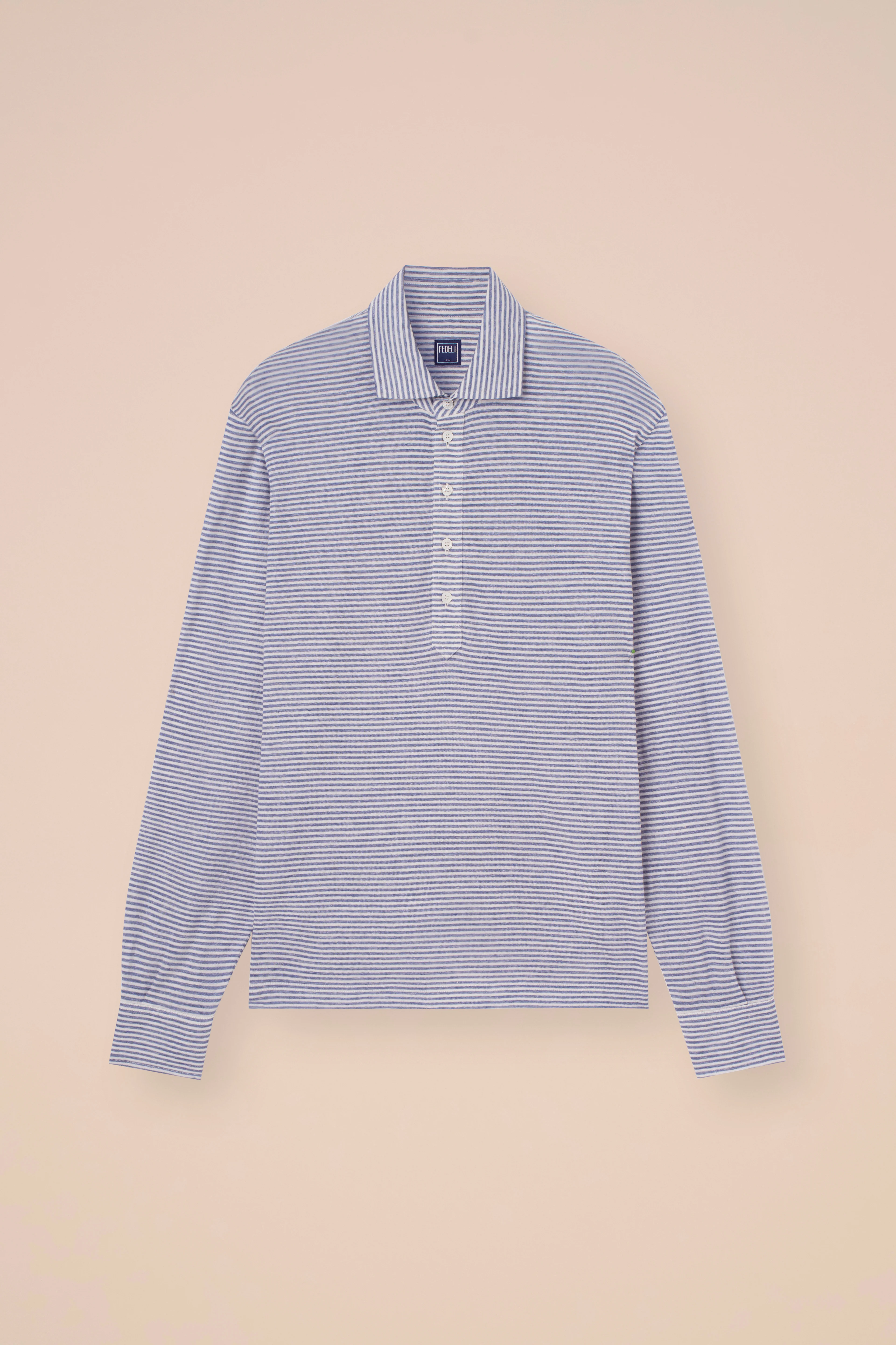 Five Linen Cotton Long Sleeve Striped Polo - Image 5