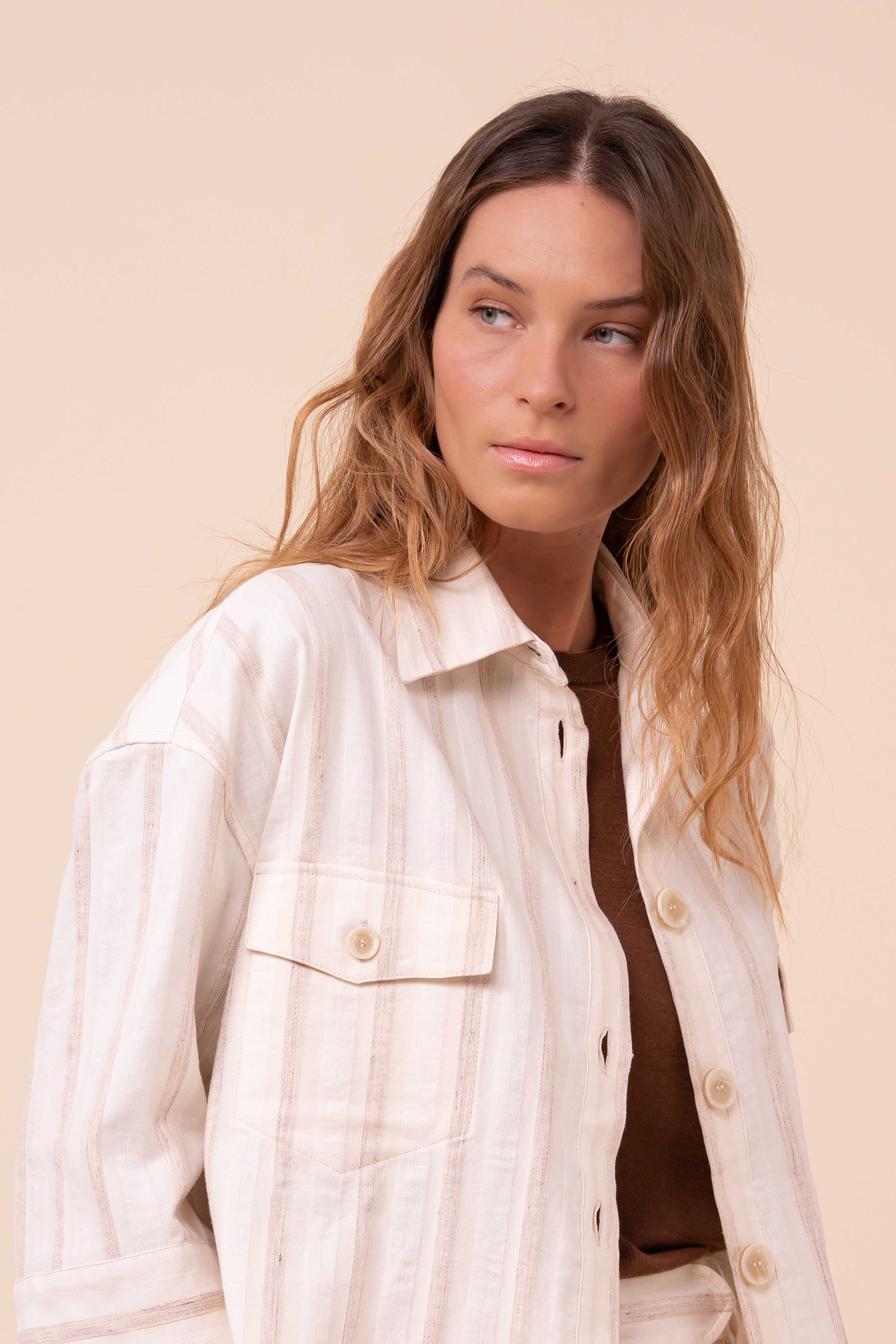 Gil Cotton and Linen Striped Overshirt - Image 4