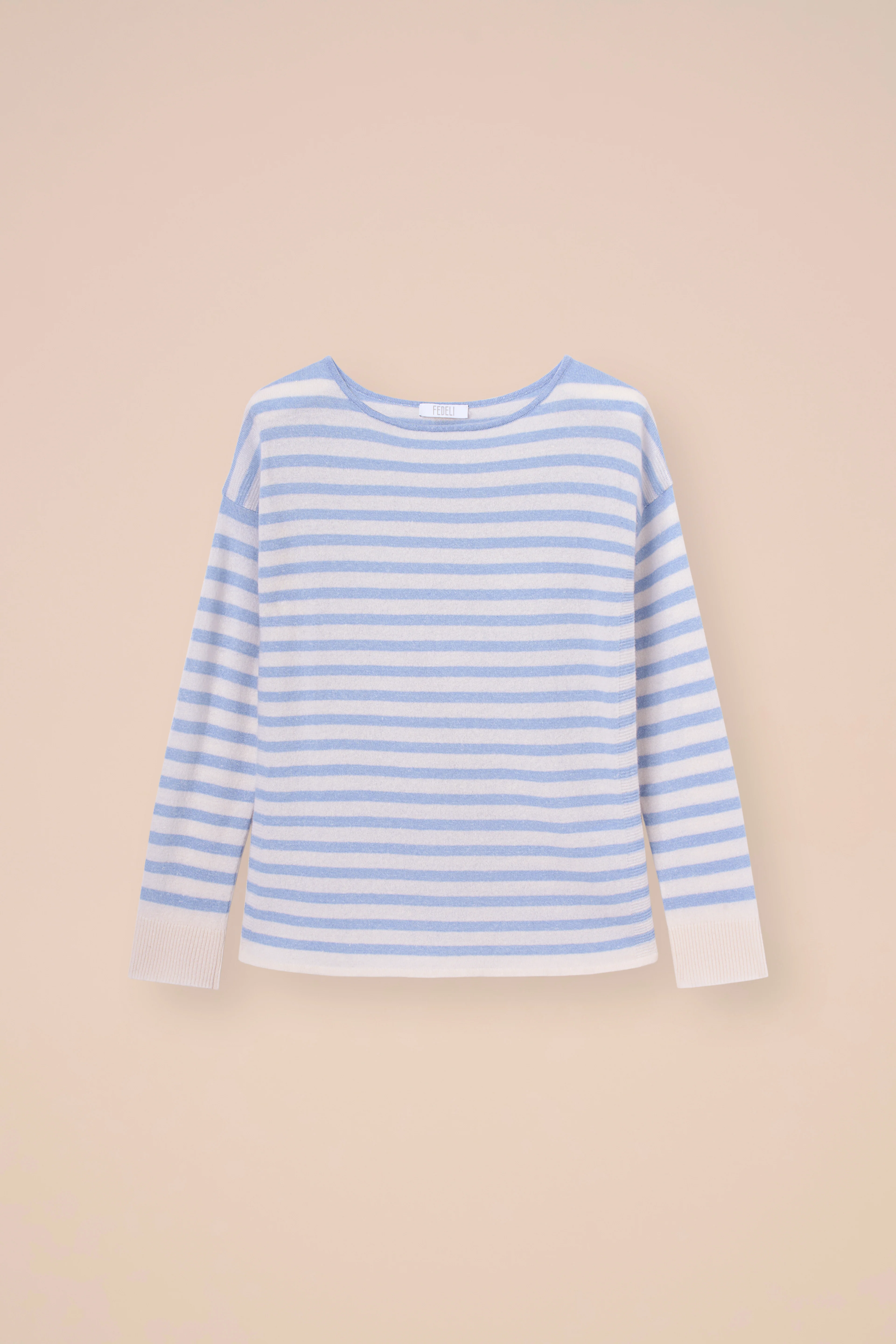 Kahlo Marble Cashmere and Linen Striped Boatneck - Image 5