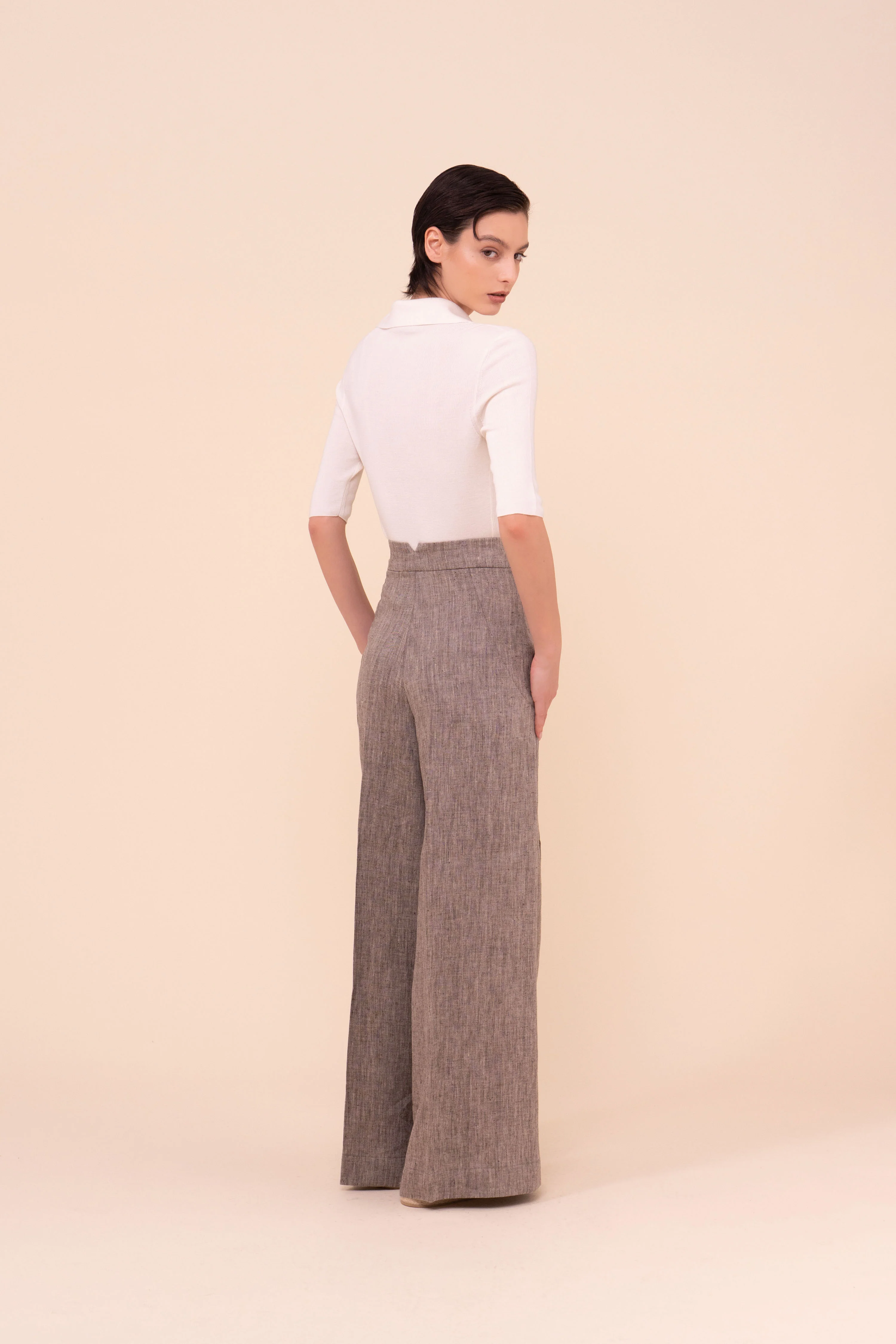 Leslie Pearly Cashmere-Silk Ribbed Polo - Image 3