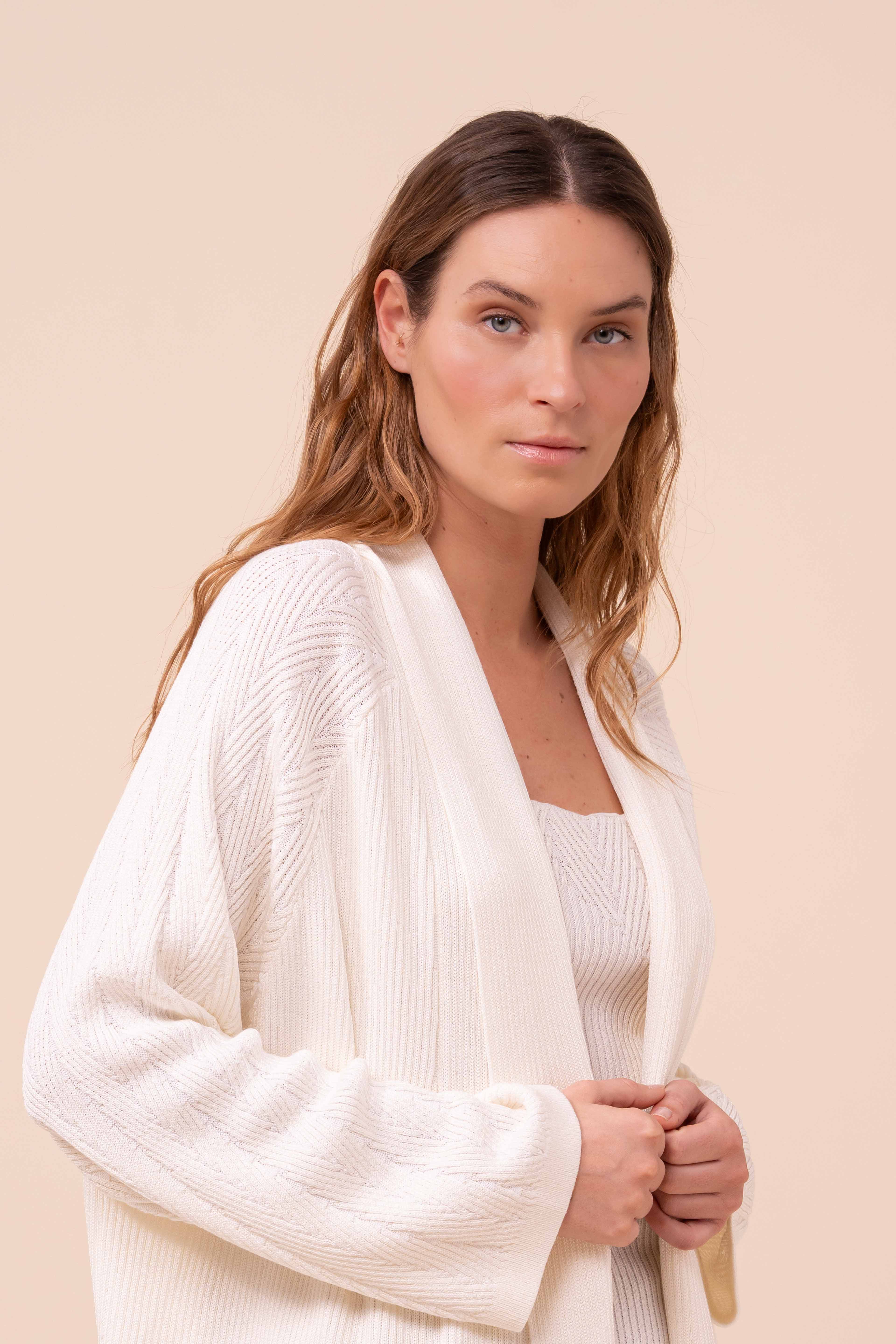 Camille Tile Cotton Blend Shawl-Collar Cardigan - Image 4