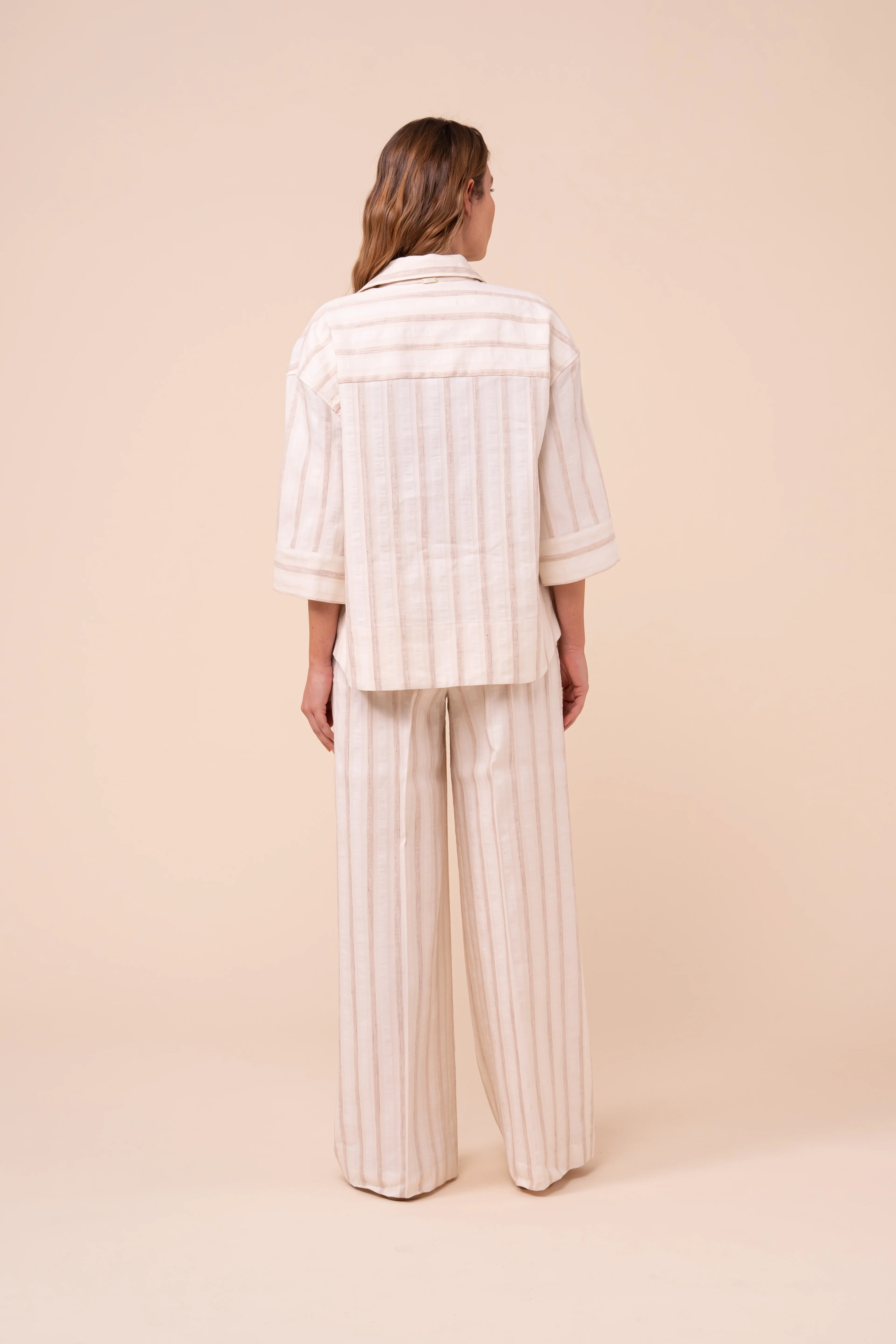 Gil Cotton and Linen Striped Overshirt - Image 3