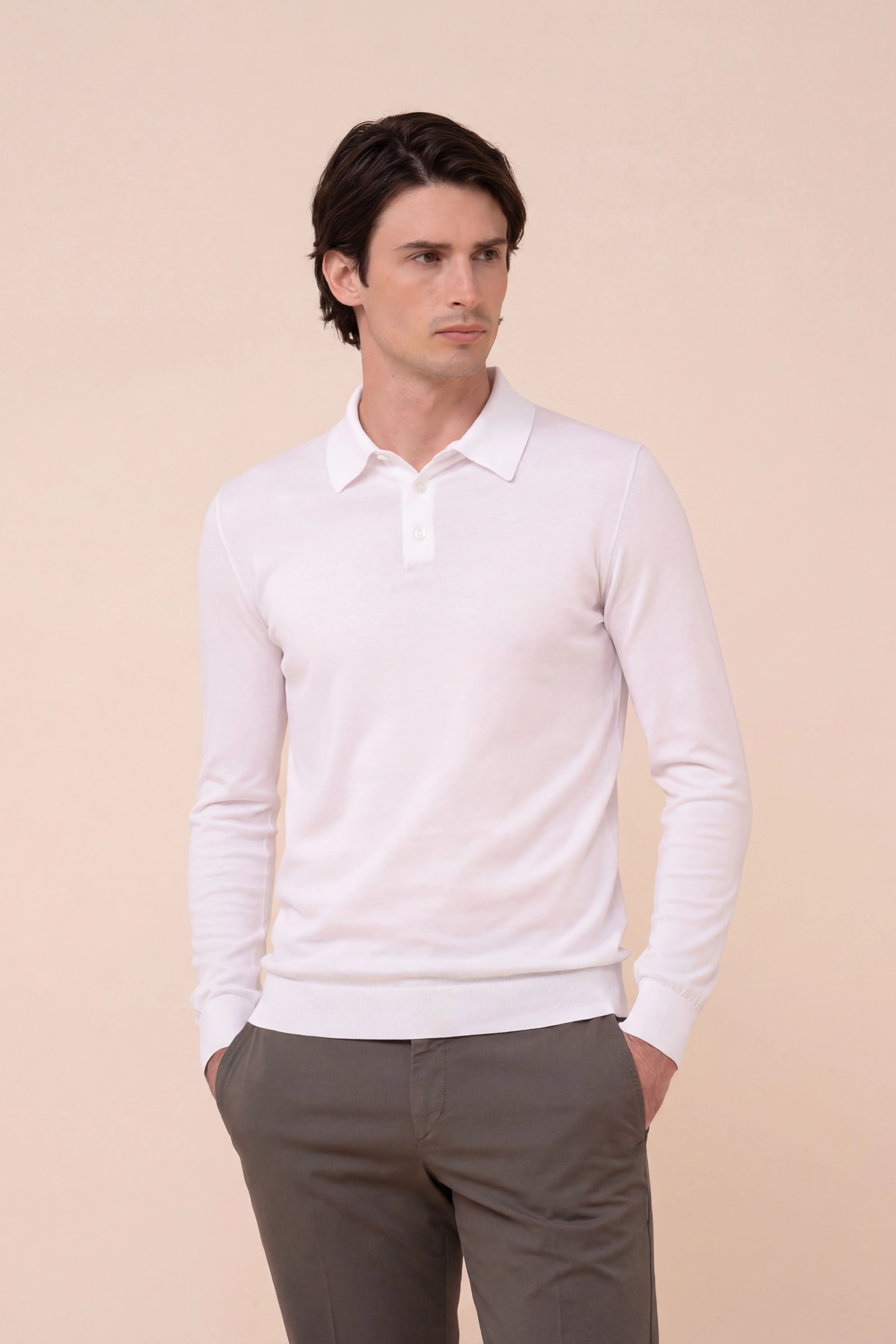 Sportman Giza Organic Cotton Long Sleeve Knit Polo