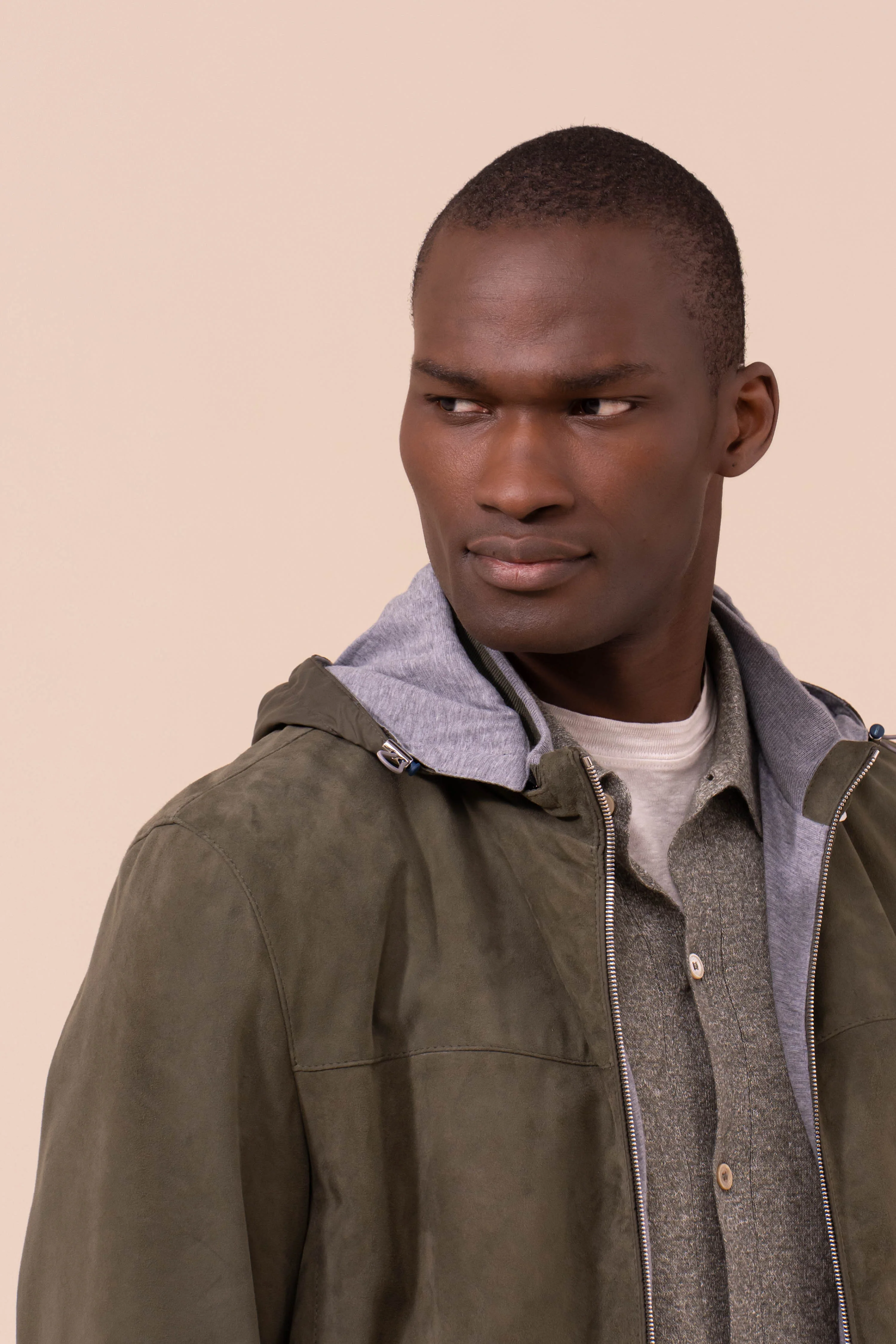 Vienna Suede Hooded Zipped Jacket - Image 4