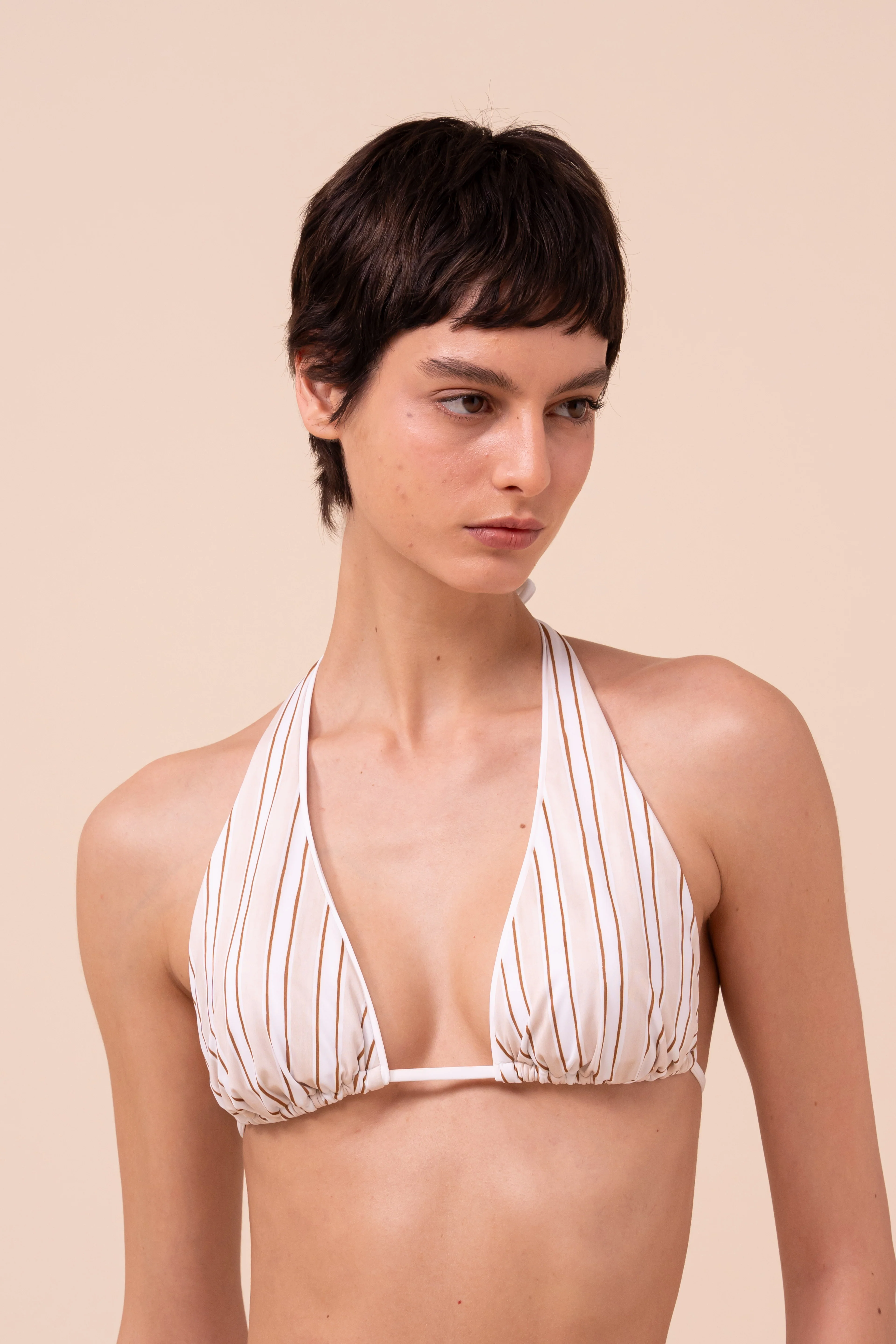 Nevada High-Neck Bikini Top - Striped Pattern - Image 4