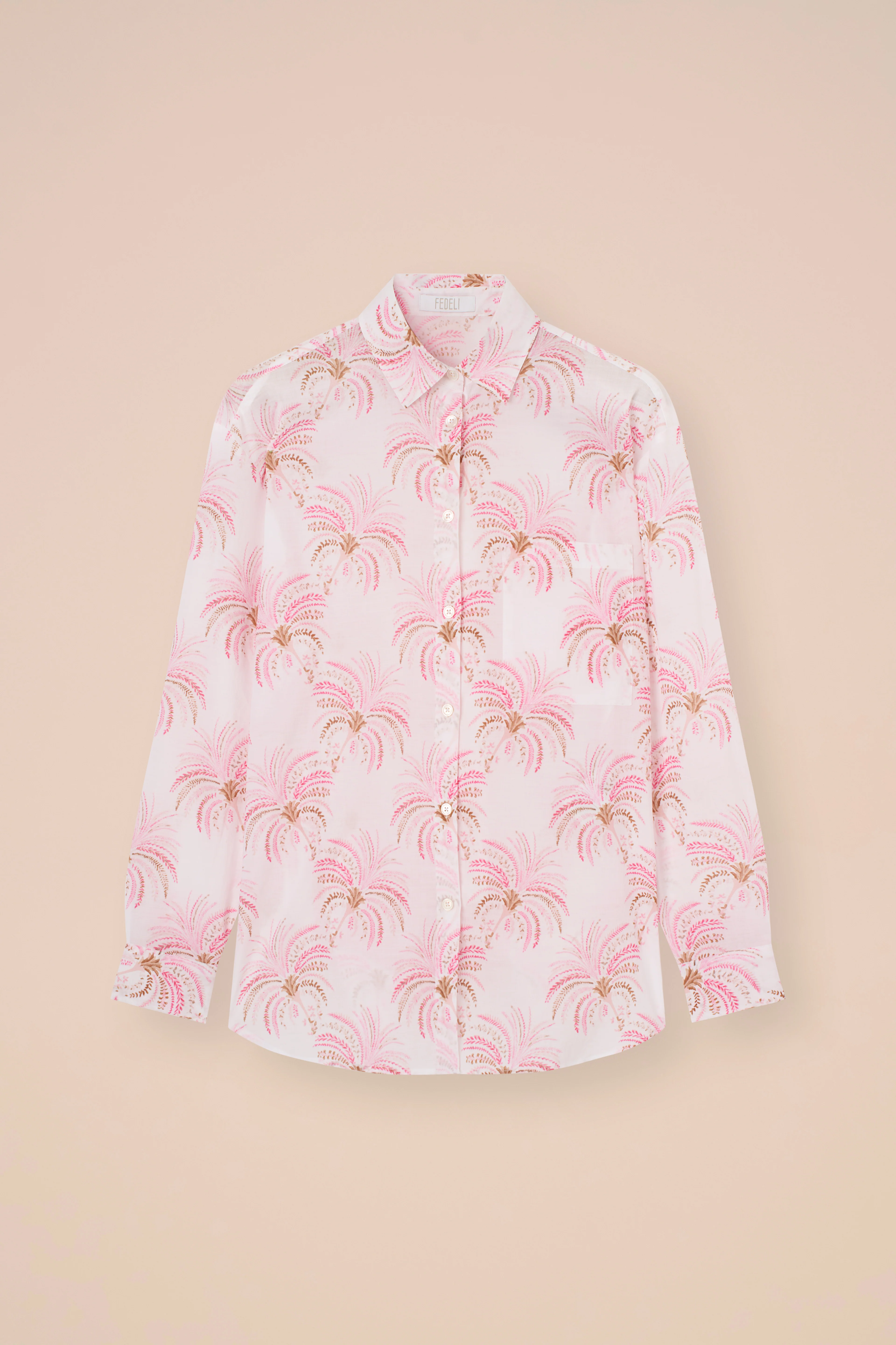 Palmaria Printed Cotton Voile Shirt - Palms Pattern - Image 5