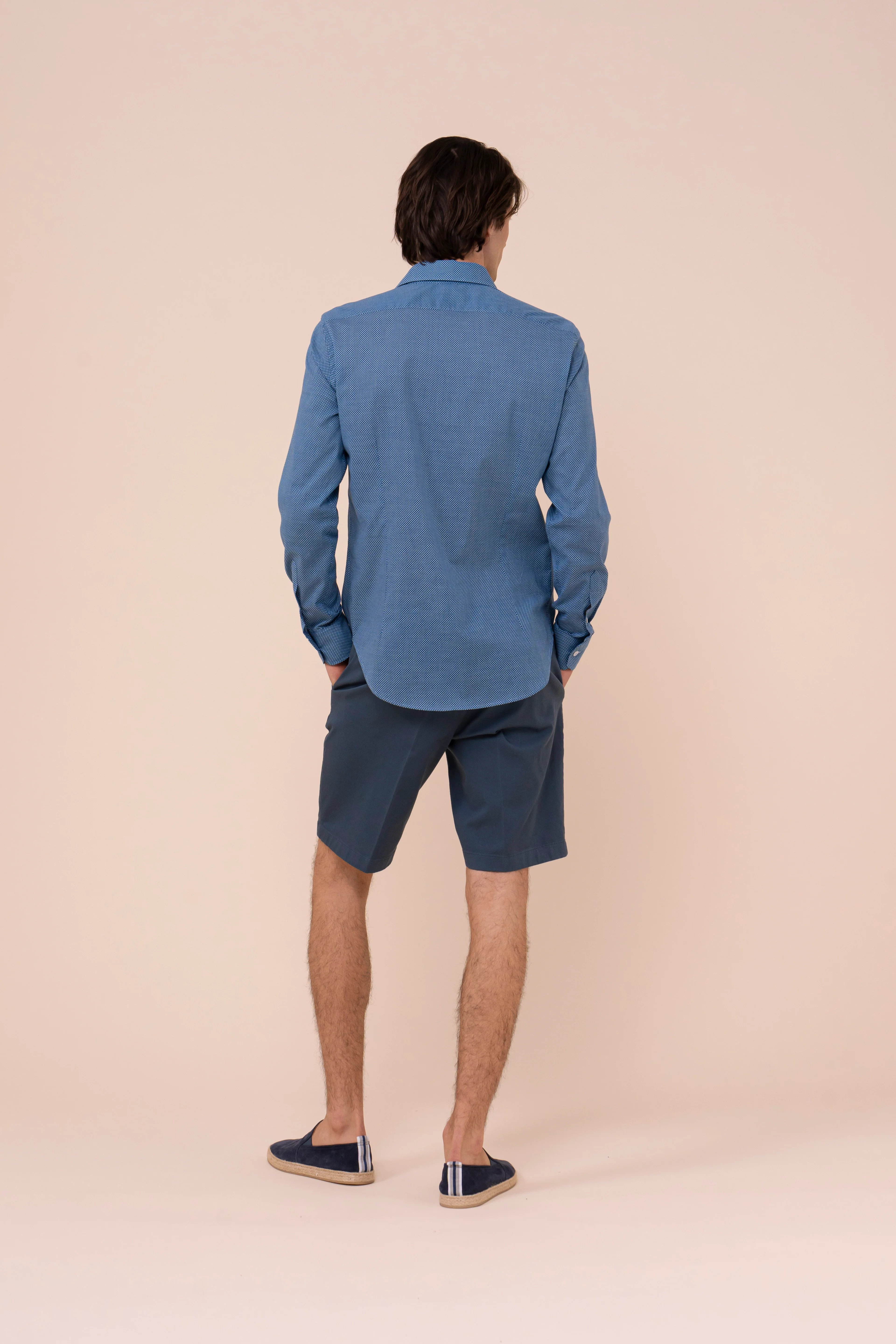 Sean Cotton Voile Printed Shirt - Mini Dash Pattern - Image 3