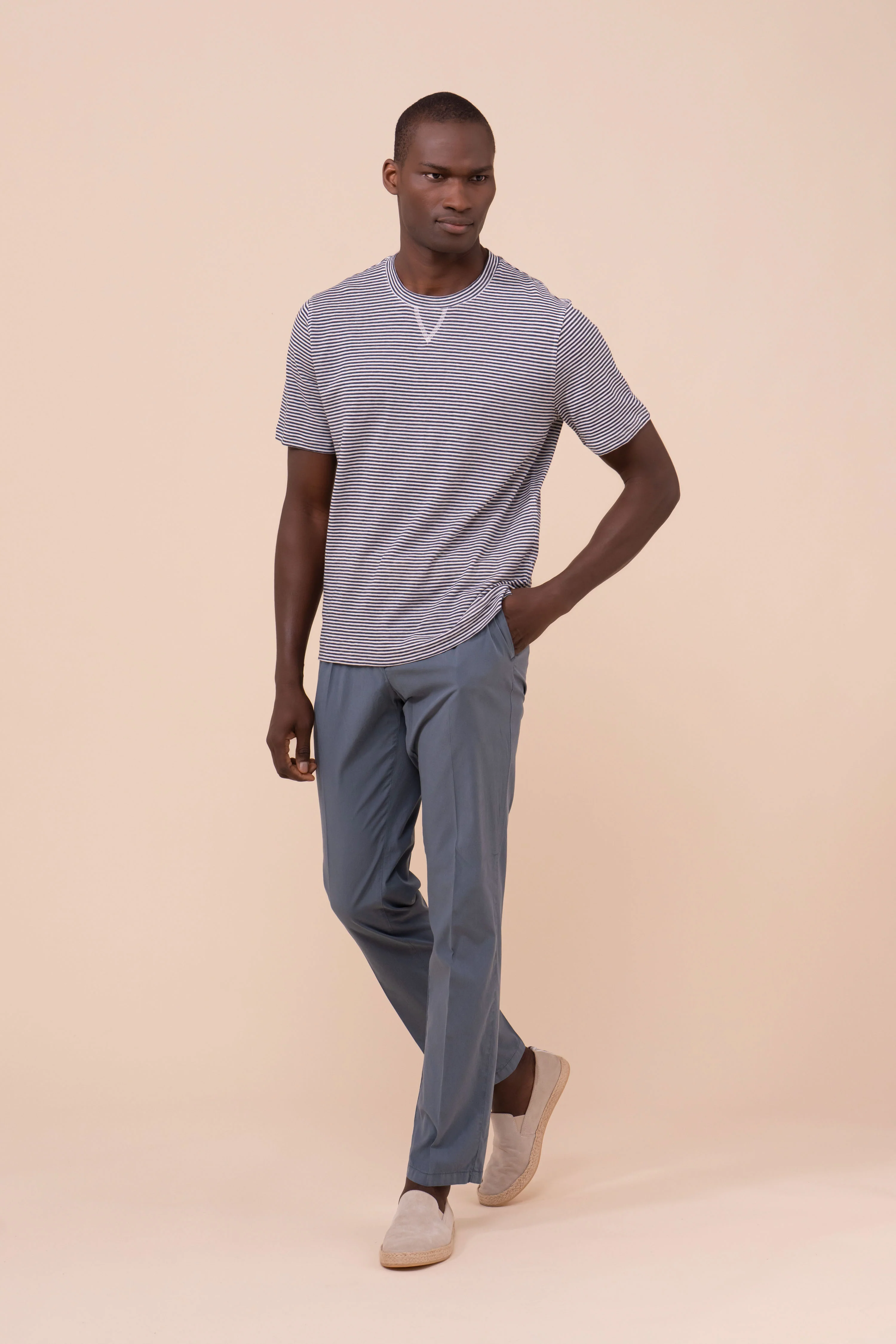 Super Linen Cotton Striped T-Shirt - Image 2