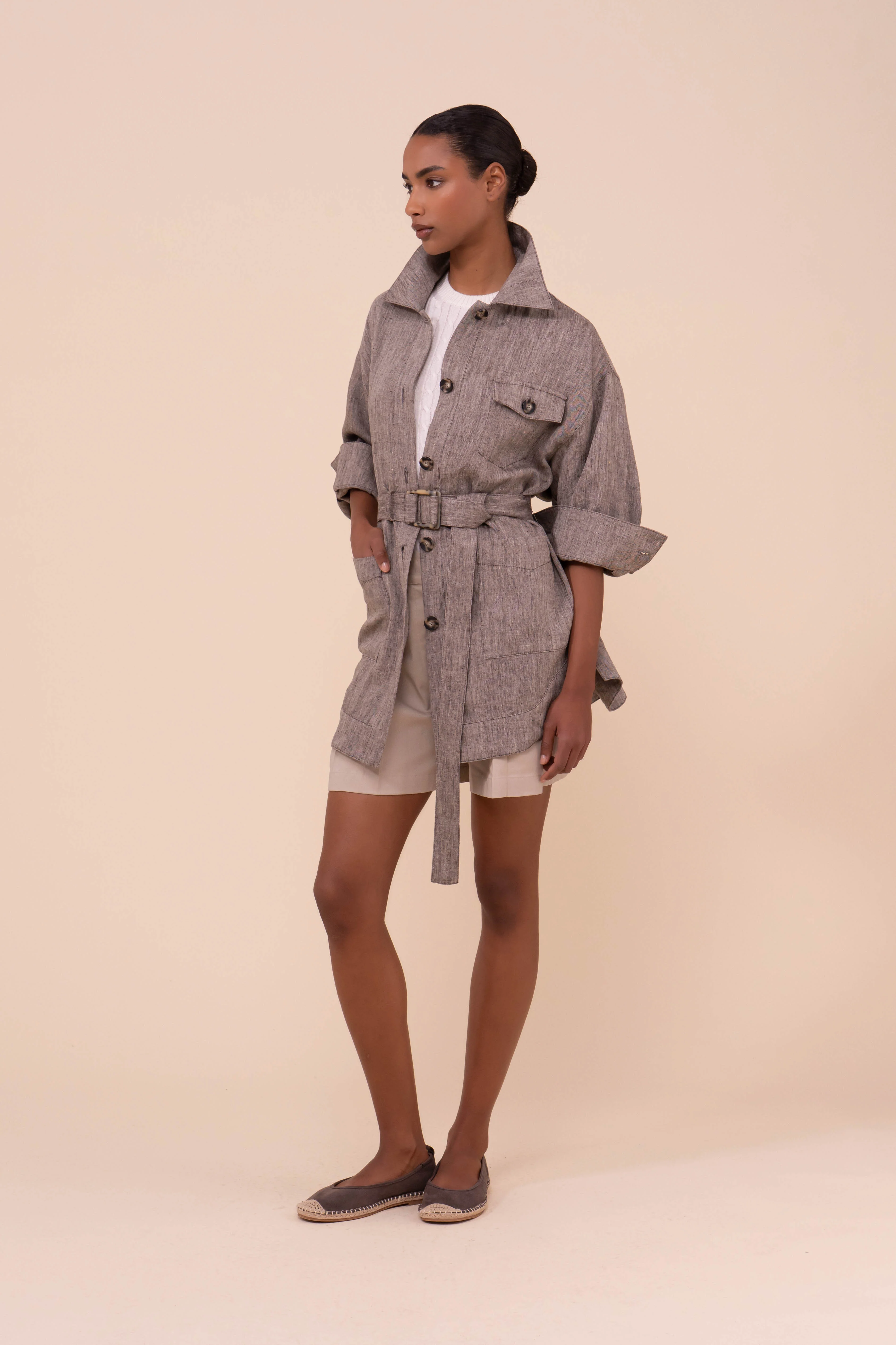 Vega Linen Safari Jacket - Image 2