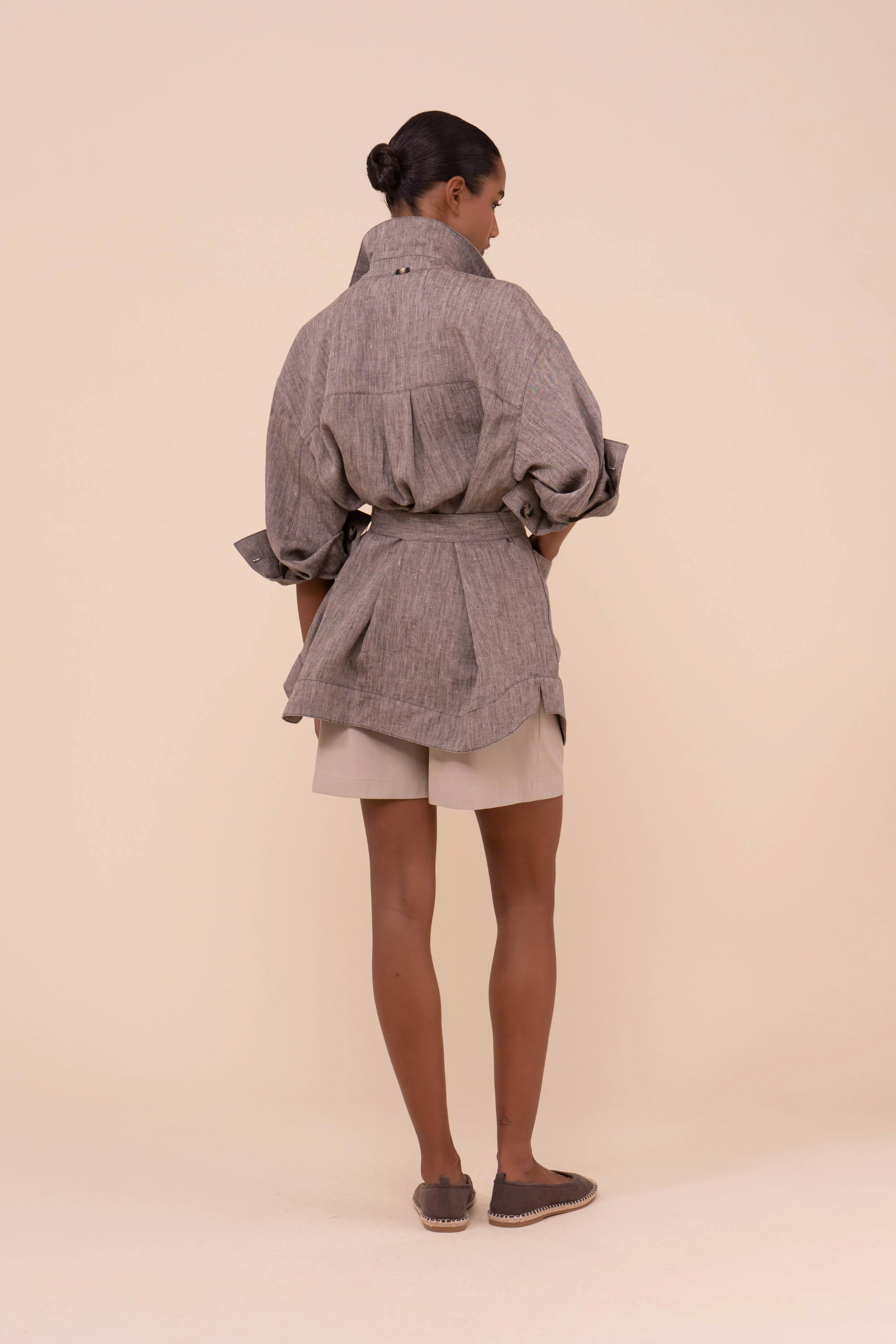 Vega Linen Safari Jacket - Image 3